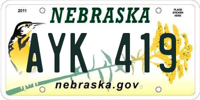 NE license plate AYK419