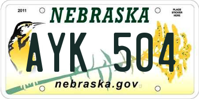 NE license plate AYK504