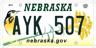 NE license plate AYK507