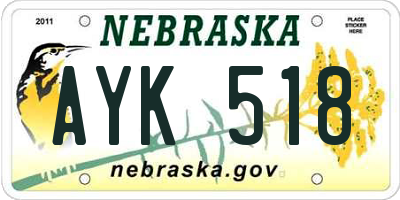 NE license plate AYK518