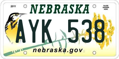NE license plate AYK538