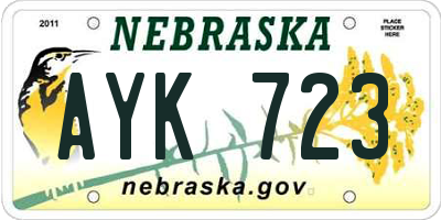 NE license plate AYK723