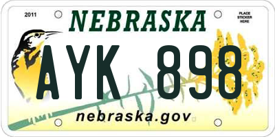 NE license plate AYK898