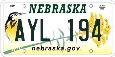 NE license plate AYL194