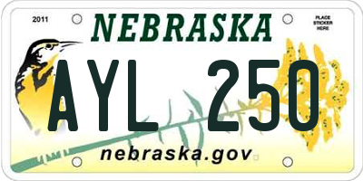 NE license plate AYL250