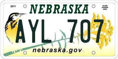NE license plate AYL707
