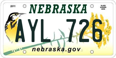 NE license plate AYL726
