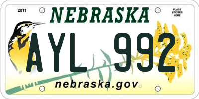 NE license plate AYL992