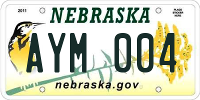 NE license plate AYM004