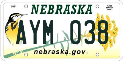 NE license plate AYM038