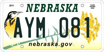 NE license plate AYM081