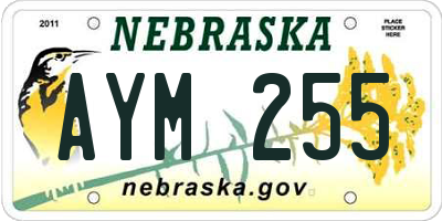 NE license plate AYM255