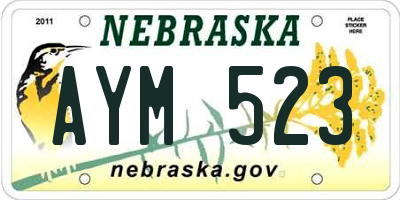 NE license plate AYM523