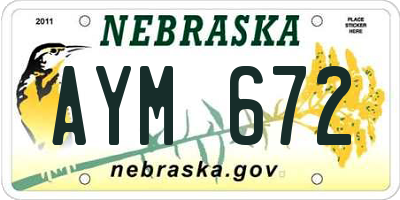 NE license plate AYM672