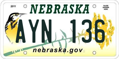NE license plate AYN136