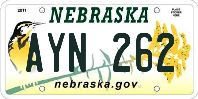 NE license plate AYN262