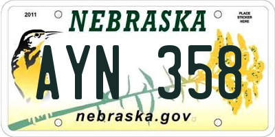 NE license plate AYN358