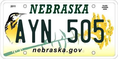 NE license plate AYN505