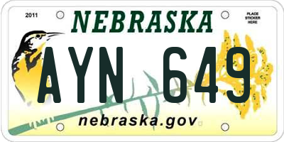NE license plate AYN649