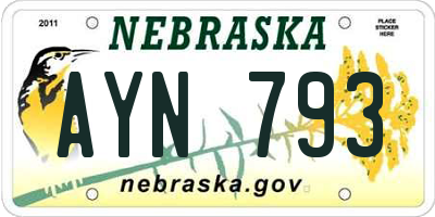 NE license plate AYN793