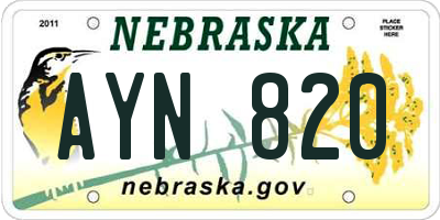 NE license plate AYN820