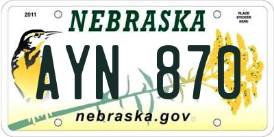 NE license plate AYN870