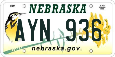NE license plate AYN936