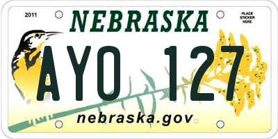 NE license plate AYO127