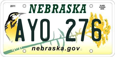 NE license plate AYO276