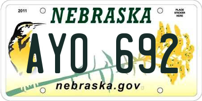NE license plate AYO692