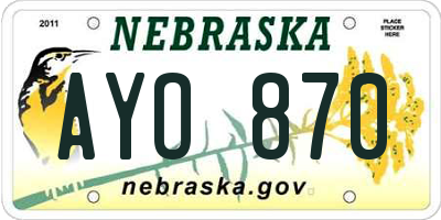 NE license plate AYO870