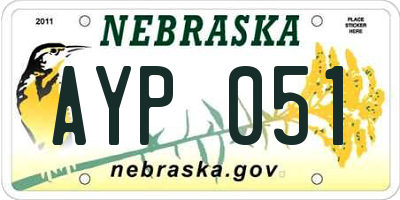 NE license plate AYP051