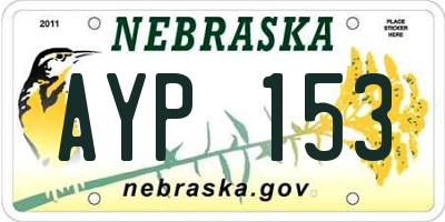 NE license plate AYP153