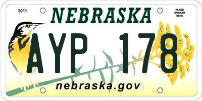NE license plate AYP178