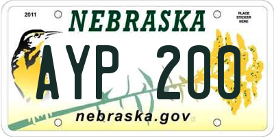 NE license plate AYP200