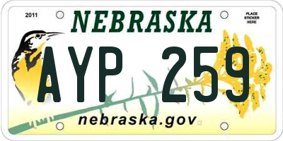 NE license plate AYP259