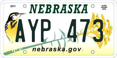 NE license plate AYP473