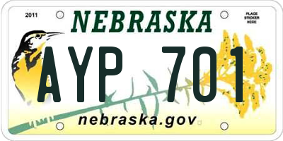NE license plate AYP701