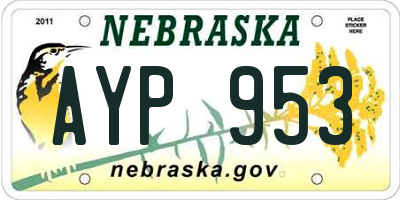 NE license plate AYP953