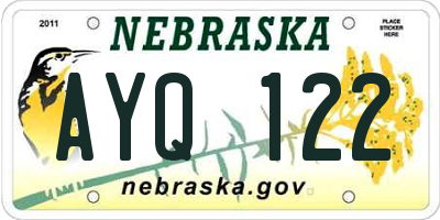 NE license plate AYQ122