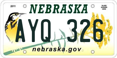 NE license plate AYQ326