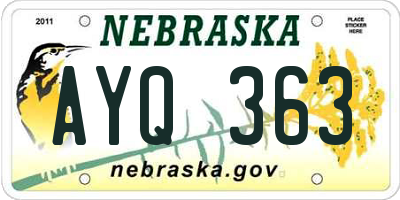 NE license plate AYQ363