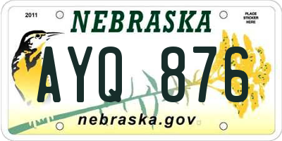 NE license plate AYQ876