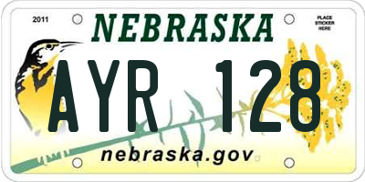 NE license plate AYR128