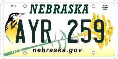 NE license plate AYR259