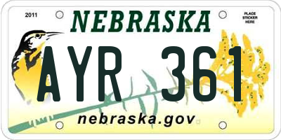 NE license plate AYR361