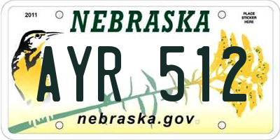 NE license plate AYR512