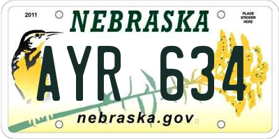 NE license plate AYR634