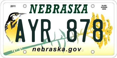 NE license plate AYR878