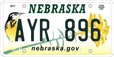 NE license plate AYR896